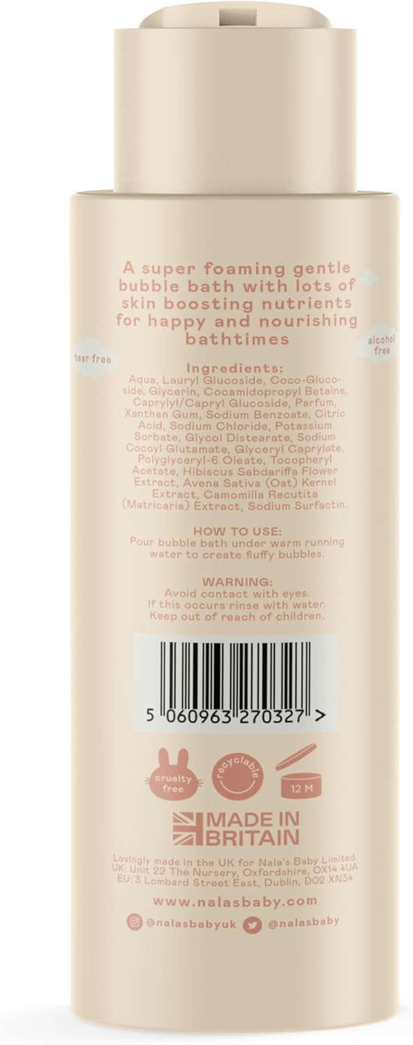 Nala's Baby Bubble Bath | Award-Winning | 97% Natural | Dermatologically-Tested and Paediatrician-Approved | Soothing Oat Milk, Camomile and Vitamin E | Vegan | 400ml | Nalas Baby