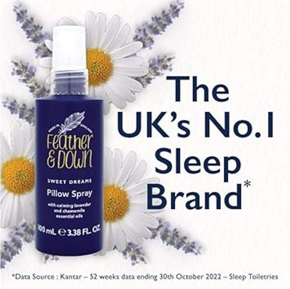 Feather & Down Travel Essentials Gift Set (Pillow Spray, Melting Shower Cream, Sleep Butter & Relaxing Roll-On) - Infused with Lavender & Chamomile Essential Oils. Vegan Friendly & Cruelty Free