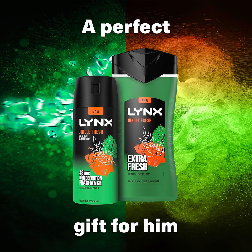 LYNX Africa Trio Deodorant Gift Set Body Wash, Body Spray and Anti-perspirant perfect for his daily routine 3 piece LYNX Africa Trio Deodorant Gift Set Body Wash, Body Spray and Anti-perspirant perfect for his daily routine 3 piece