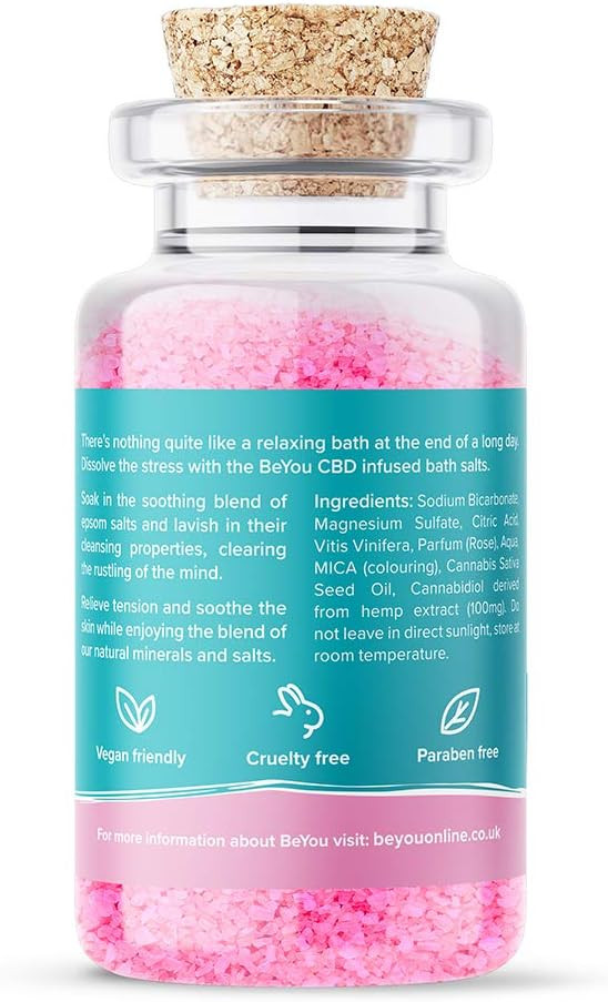 BeYou CBD Infused Bath Salts 100mg, Soothe Sore Muscles, Relax & Restore Tired Muscles, All Natural