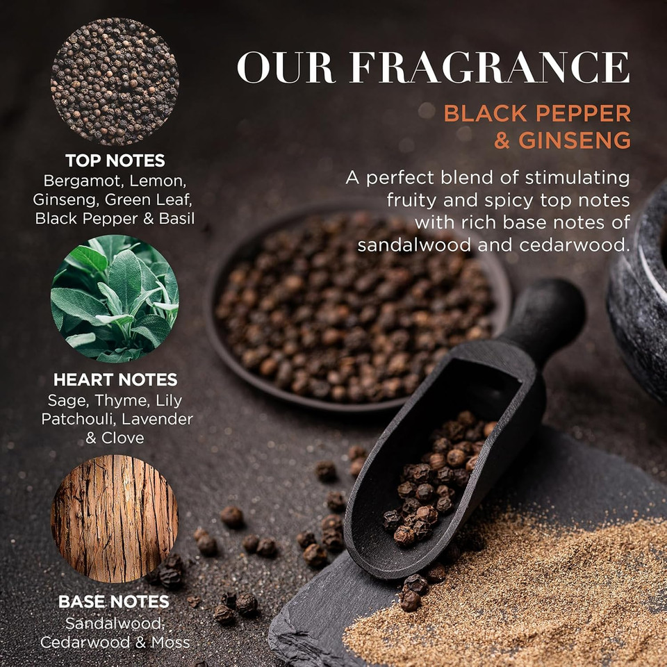 Baylis & Harding Black Pepper & Ginseng Men's Luxury Bathing Trio Gift Set - Vegan Friendly
