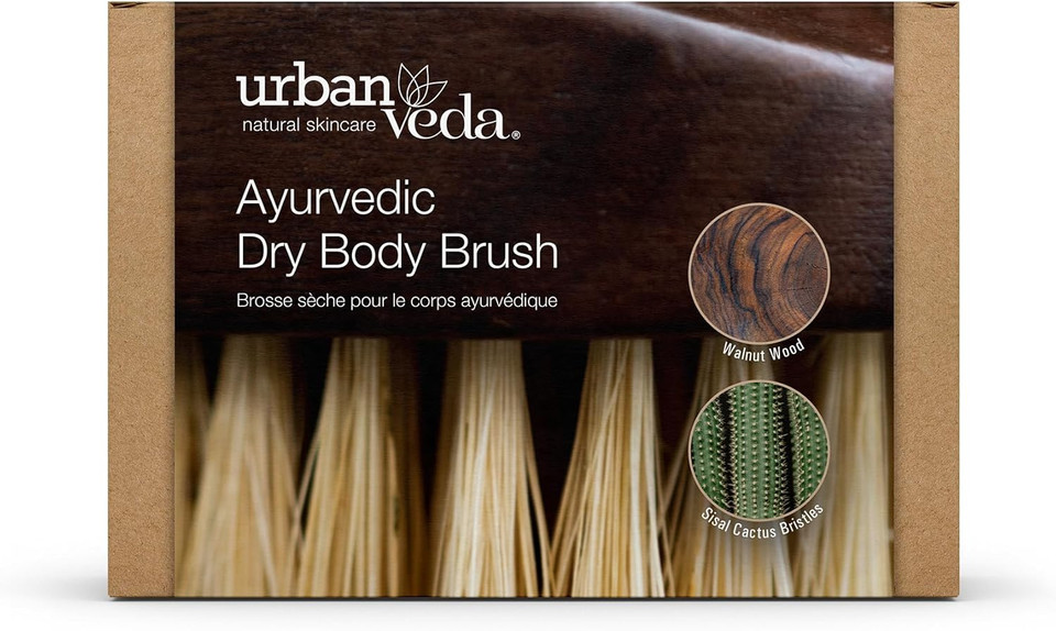 Urban Veda Ayurvedic Dry Body Brush |Dry Body Brushing |Walnut Wood & Cactus Fibre | Silicone Body Scrubber Alternative| Exfoliating Scrubbing Brush for Lymphatic Drainage |Detox & Cellulite Reduction
