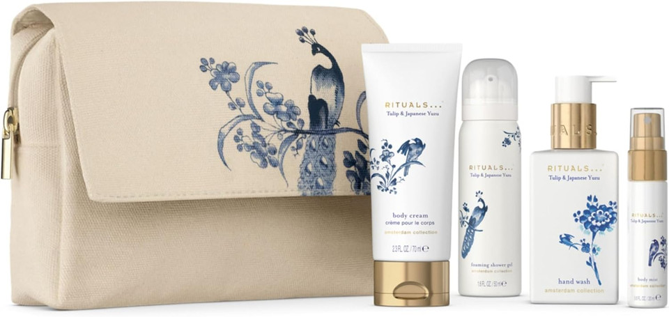 RITUALS Pouch Gift Set Amsterdam Collection - Gift set with Pouch Consisting of 4 Body Care Products, Gifts for Women with Japanese Yuzu and Tulips
