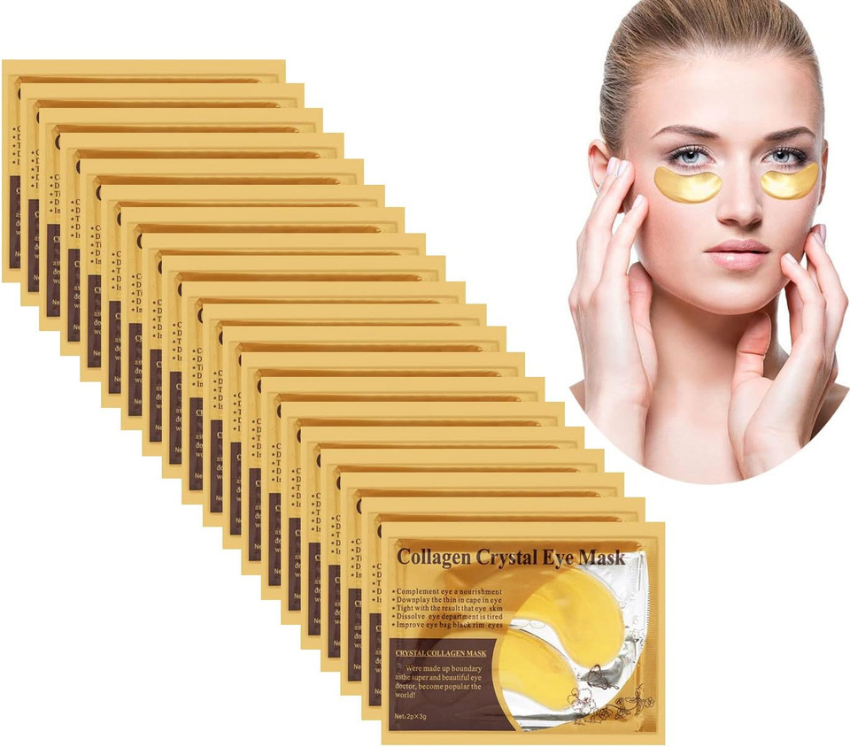10 Pairs Crystal Collagen 24k Gold Under Eye Gel Pad Face Mask Anti Aging Wrinkle for Dark Circles, Anti Wrinkle, Puffy Eyes, Skincare, Hydrating, Soothing