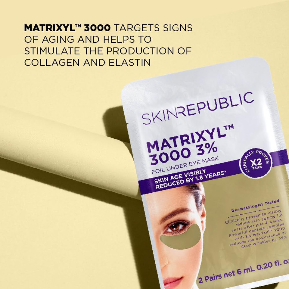 Skin Republic Matrixyl 3000 3% Under Eye Mask Patch | Reduces Deep Wrinkles & Improves Skin Texture | Boosts Elasticity and Firmness (Pack of 2 Pairs)