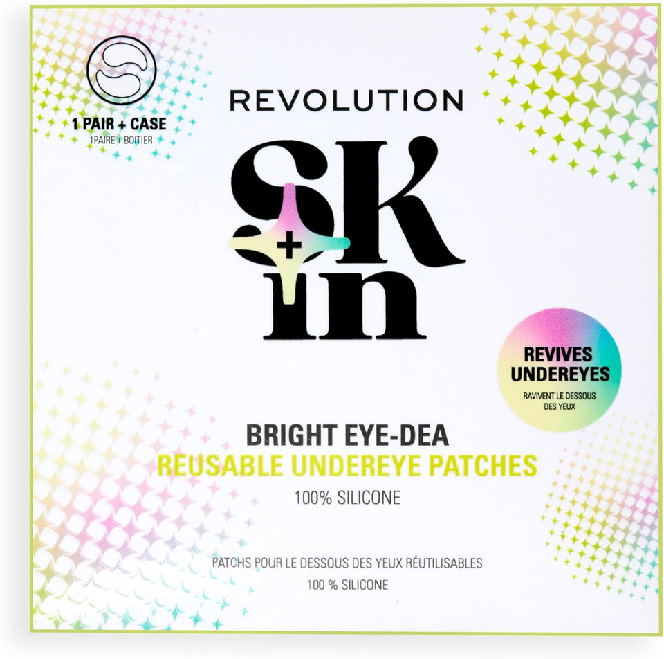 Revolution Skin, Bright Eye Reusable Silicone Eye Patches, Depuffs & Hydrates Eyes, Vegan & Cruelty-Free, 1 Pair Included