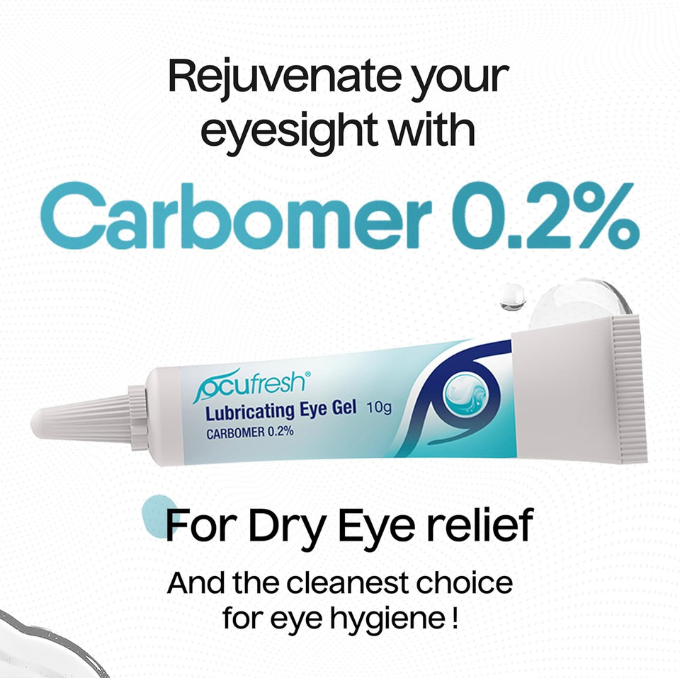 Ocufresh CARBOMER 0.2% Lubricating Eye Gel | Eye Gel Drops for Tired & Dry Eyes | Night Relief, 10G (Pack of 1)