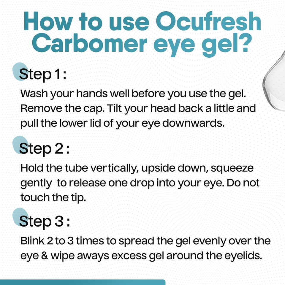 Ocufresh CARBOMER 0.2% Lubricating Eye Gel | Eye Gel Drops for Tired & Dry Eyes | Night Relief, 10G (Pack of 1)