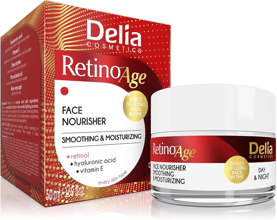 Delia Cosmetics  Retinoage  Eye Cream  Retinol, Shea Butter, Caffeine, Vitamin E  Firming & Nourishing  Against Wrinkles, Dark Cirlces - Day & Night - 15ml