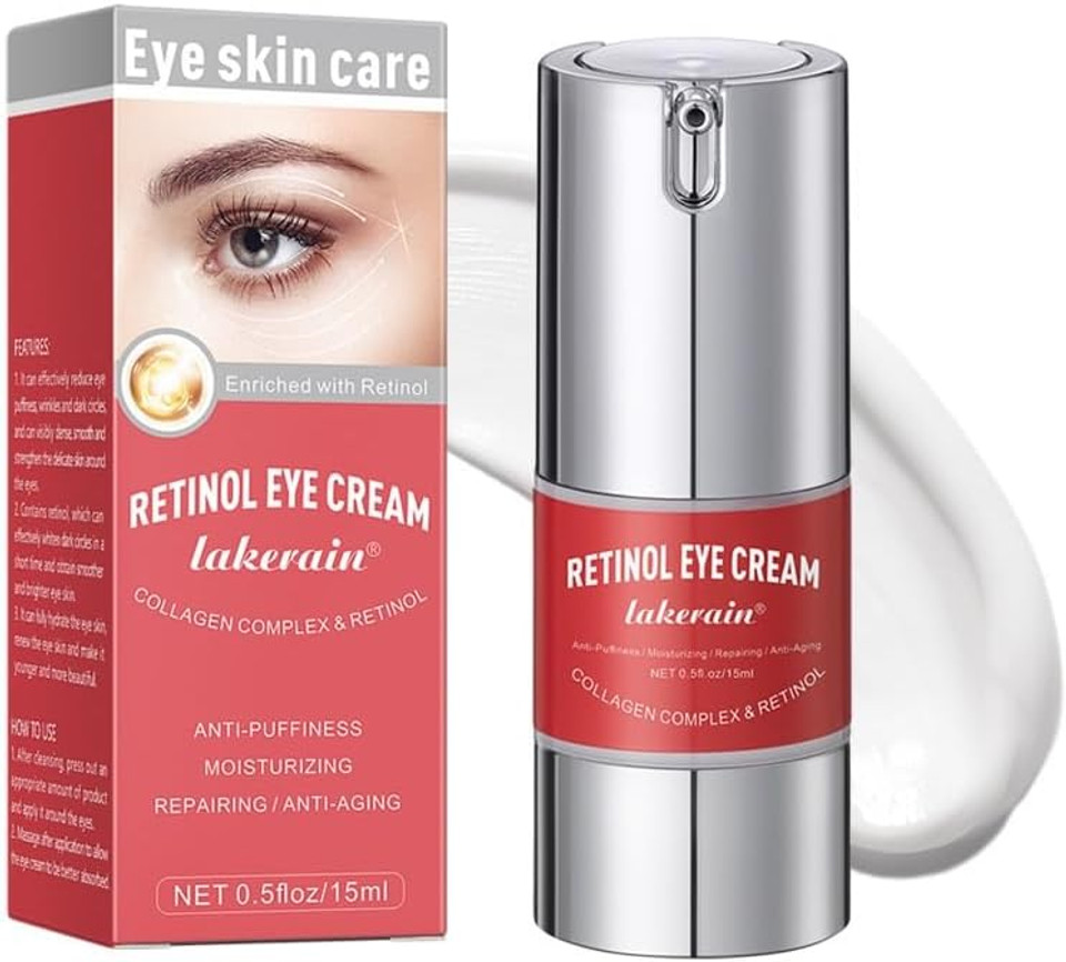 Retinol Eye Cream for Dark Circles and Puffiness, Anti-Wrinkle, Anti-Aging Eye Cream with Hyaluronic Acid and Collagen, Smooth Fine Lines and Hydrate Eye Area Under Eye Cream