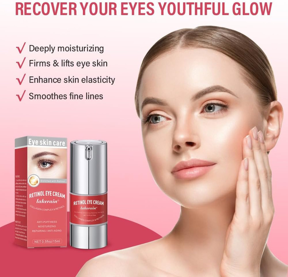 Retinol Eye Cream for Dark Circles and Puffiness, Anti-Wrinkle, Anti-Aging Eye Cream with Hyaluronic Acid and Collagen, Smooth Fine Lines and Hydrate Eye Area Under Eye Cream