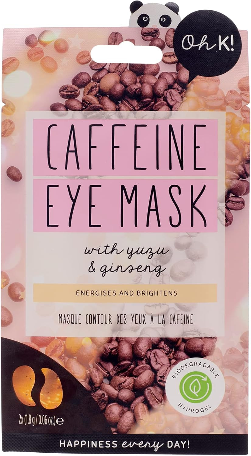 Oh K! Caffeine Under Eye Mask, For Puffy Tired Eyes, With Added Caffeine, Vegan and Cruelty Free, 15g