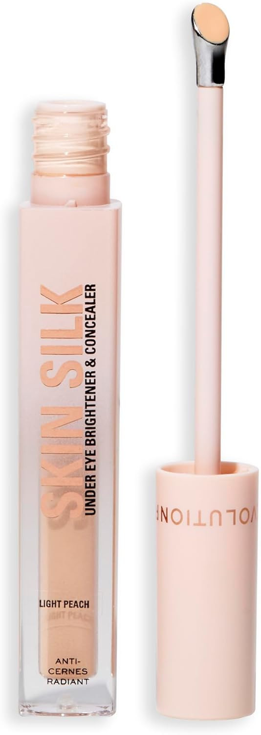 Revolution, Skin Silk Radiant Serum Under Eye Brightener, Hydrates & Smooths Under Eye with Hyaluronic Acid & Squalane, Vegan & Cruelty-Free, Light Peach, 4ml