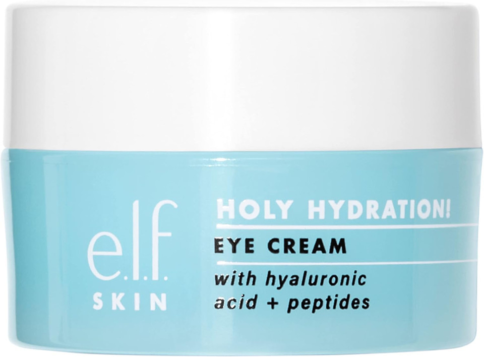 e.l.f. SKIN Holy Hydration! Eye Cream, Infused with Hyaluronic Acid & Peptides, Minimizes Dark Circles, 0.53 Oz (15g)
