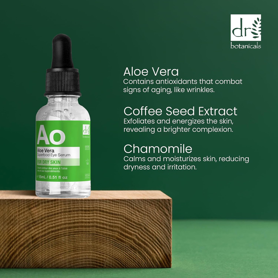 Dr Botanicals Aloe Vera Eye Serum, 15ml | Eye Serum for Dark Circles and Puffiness