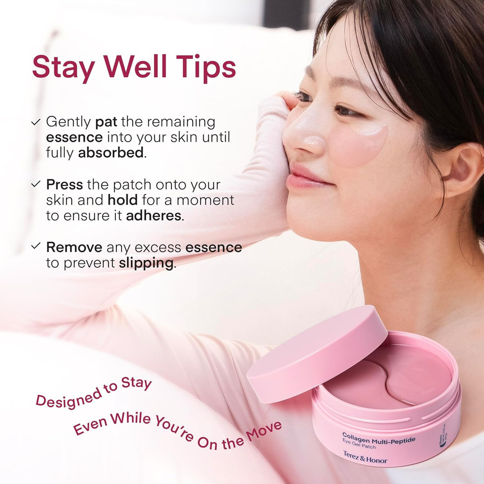 Korean Under Eye Gel Patches: Vitamin C Eye Masks for Dark Circles, Puffiness & Wrinkles - Brightening & Glowing Hydrogel Skin Care Pads with Tranexamic Acid, Caffeine & Hyaluronic Acid, 60 Pcs