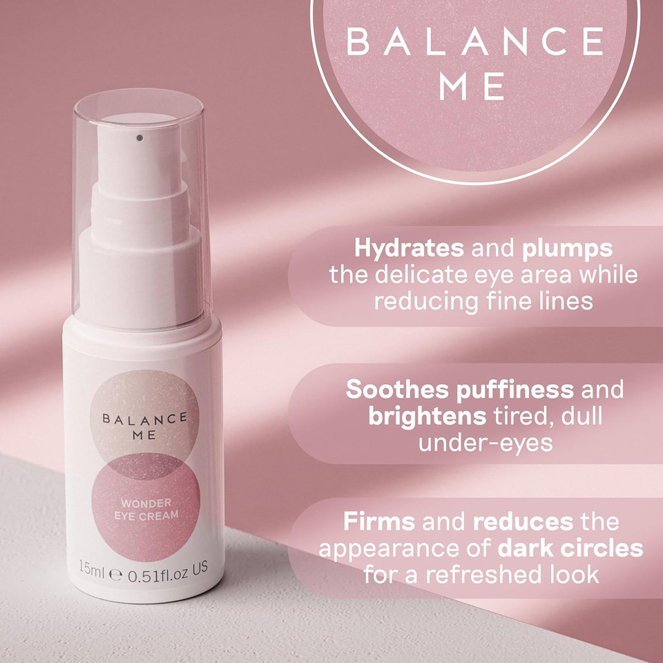Balance Me Wonder Eye Cream 15ml, Anti Aging Eye Gel with Hyaluronic Acid, Reduces Dark Circles, Puffiness and Hydrates Under Eye