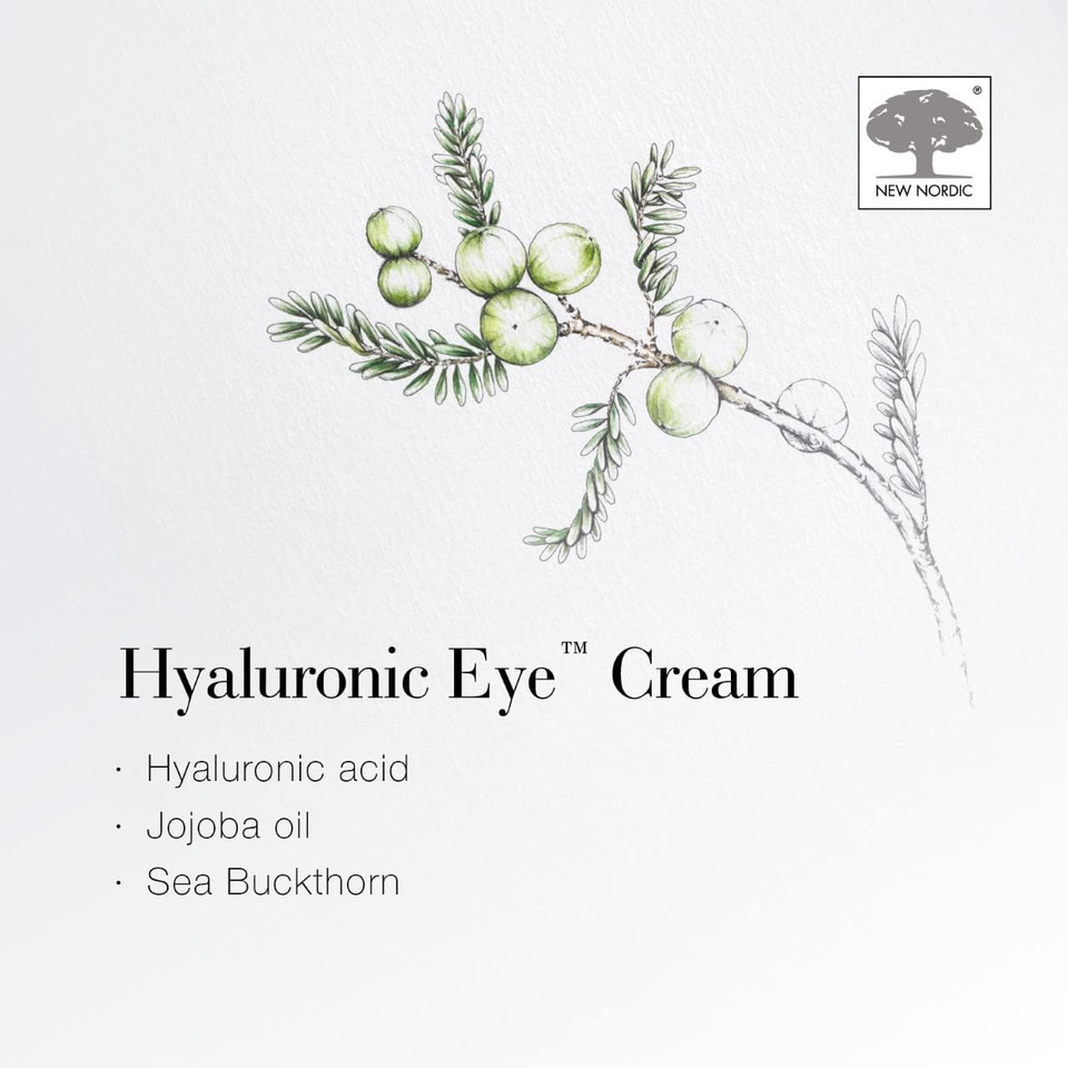 New Nordic Hyaluronic Eye Cream with Hyaluronic Acid - Helps Hydrate & Soothe Eye Area - Reduces Visibility of Lines & Wrinkles - Odour Free - 15 ml