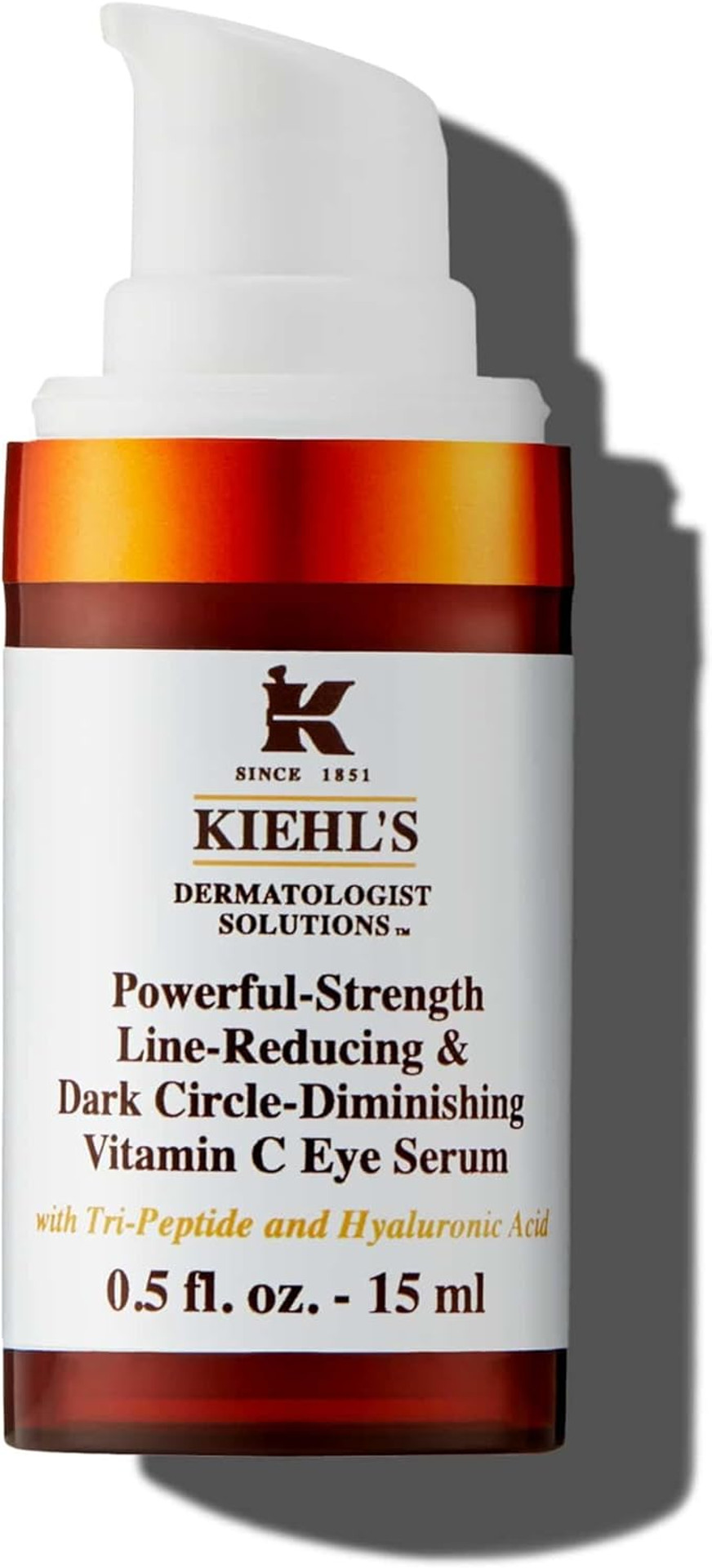 Kiehl's Powerful-Strength Line-Reducing & Dark Circle-Diminishing Vitamin C Eye Serum, for Fine Lines, with Hyaluronic Acid & Tri-Peptide, 15Ml