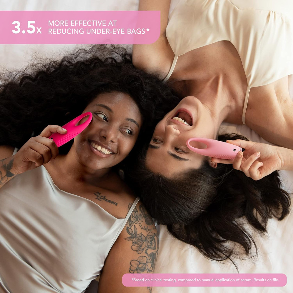 FOREO IRIS 2 Rejuvenating Eye Massager - for Dark Circles & Puffy Eyes - Bags Remover - Lymphatic Drainage Tool - 2-Year Warranty - Pearl Pink