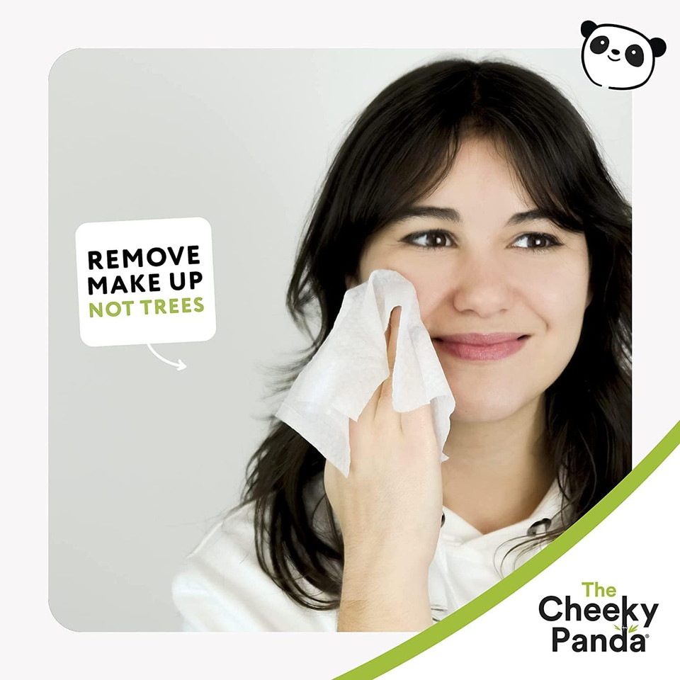 The Cheeky Panda Bamboo Facial Make Up Remover Wipes | Sustainable Face Wipes Eye Makeup Remover | Unscented Pack of 25 Face Wipes | 99% Purified Water