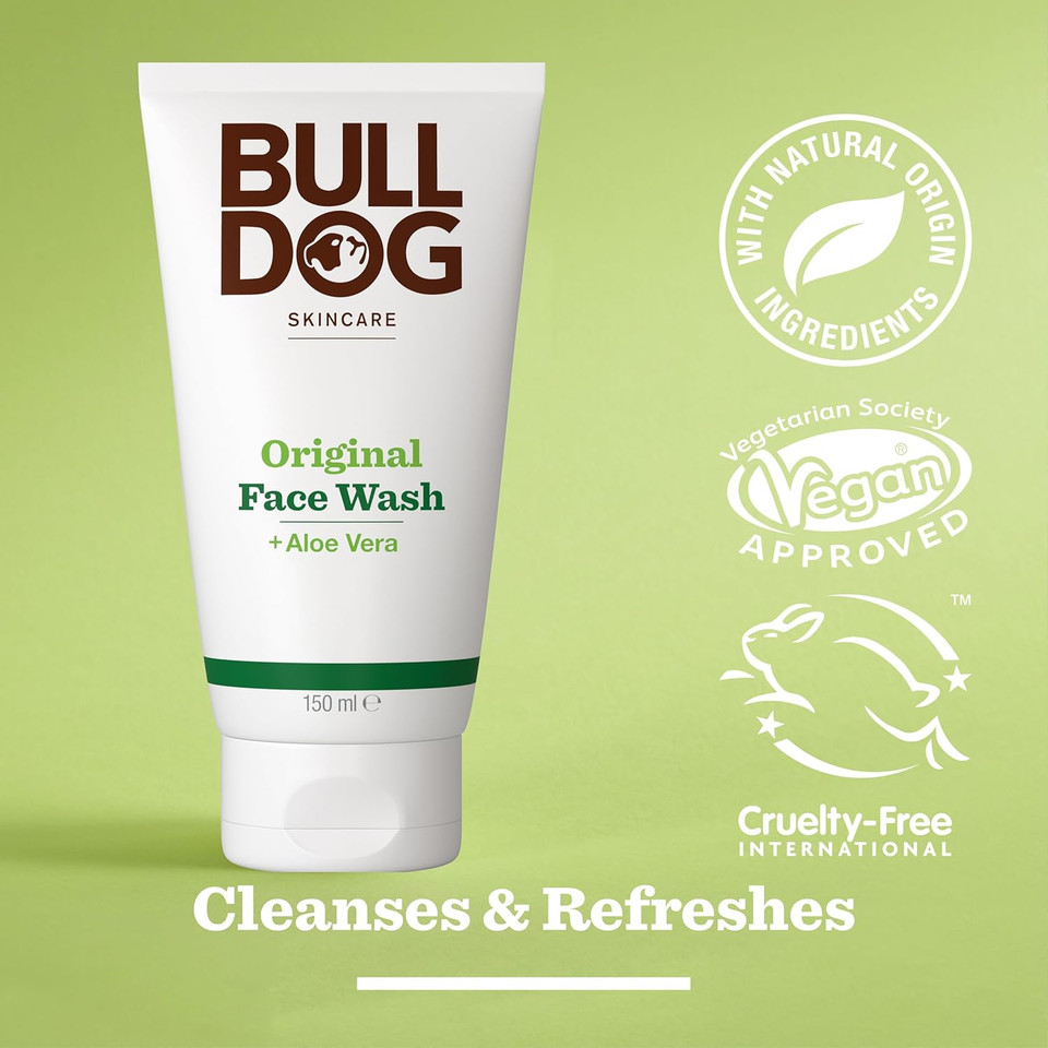 Bulldog Skincare Original Face Wash for Men, Men's Grooming, Men's Face Wash Cleanses and Helps Remove Excess Oils, 150ml