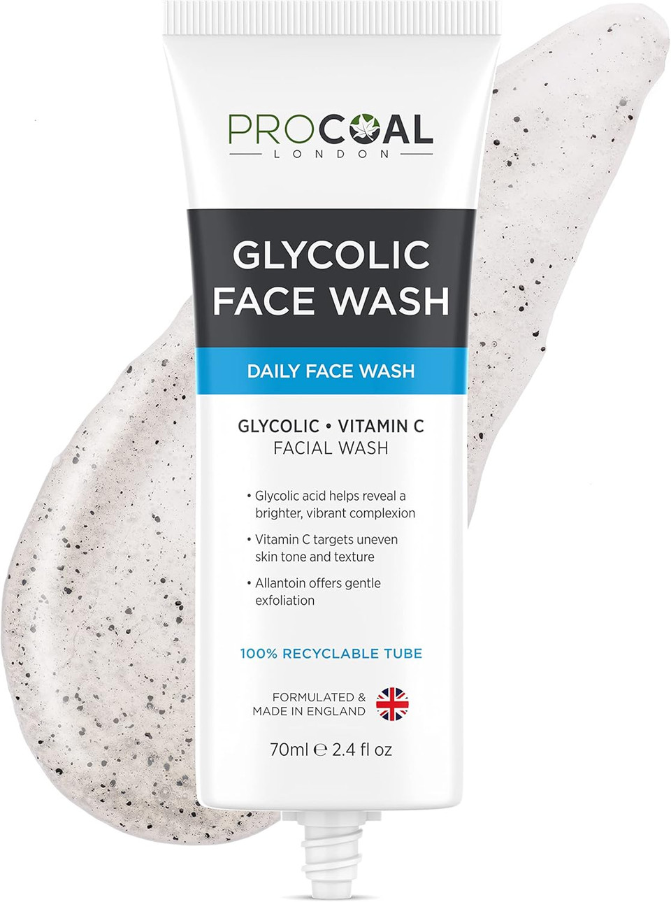 Glycolic Face Wash with Vitamin C by Procoal  Purifies, Cleanses and Resurfaces Complexion, Cruelty-Free, Made in UK