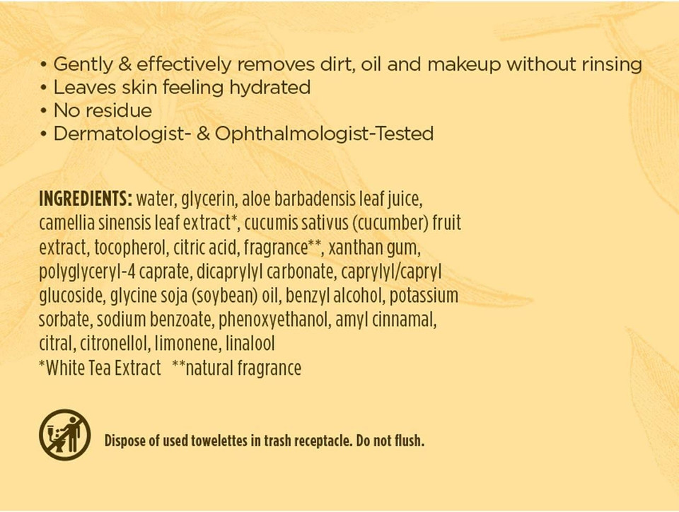 Burt's Bees Puryifying facial towelettes with White Tea Extract all skin types, 30 Count