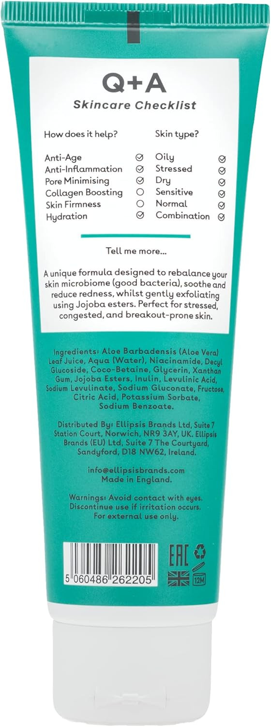 Q+A Hyaluronic Acid Hydrating Cleanser (125ml), Gentle Foaming Cleanser, Face Wash with Aloe Vera and Coco Betaine, Hydrating and Non-Drying, Fragrance Free Skincare