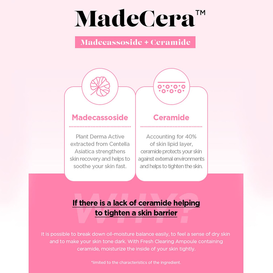 Skinrxlab Made Cera Cream Fresh Clearing Ampoule Serum 100Ml (3.38 Fl.Oz.) - Pore Minimizing And Cooling Serum For Acne-Prone Skin, Calming And Hydrating Flaky Skin With Cica, Tea Tree, And Ceramide