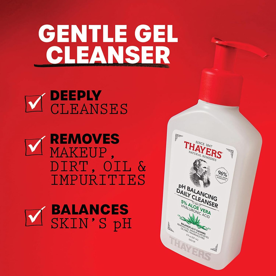 Thayers pH Balancing Daily Cleanser - Face Wash with Aloe Vera - Gentle and Hydrating Skin Care for Dry - Oily or Acne Prone Skin - 237 ml
