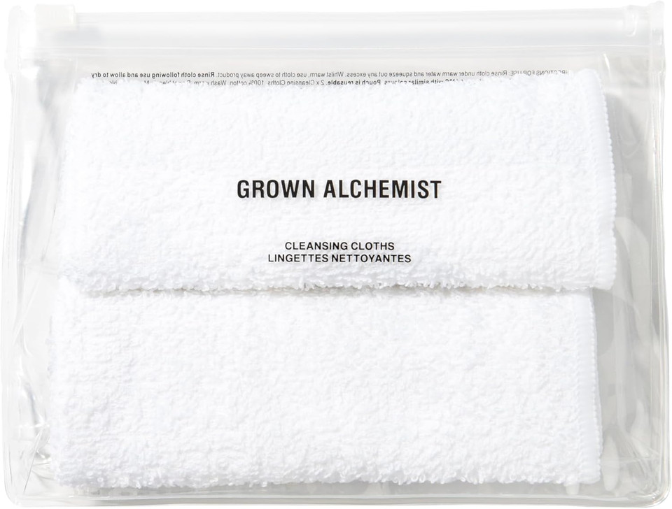 Grown Alchemist Luxury Face Cloths - Pack of 2 Reusable Natural Makeup Remover Wipes - Soft Cotton Facial Cleansing Cloths for All Skin Types - Sustainable Alternative to Disposable Face Wipes