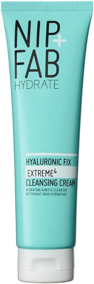 Nip + Fab Hyaluronic Acid Fix Extreme 4 Cleansing Cream, Gentle Cleanser, Face Wash, Anti-Aging and Hydrating for Dry/Sensitive Skin