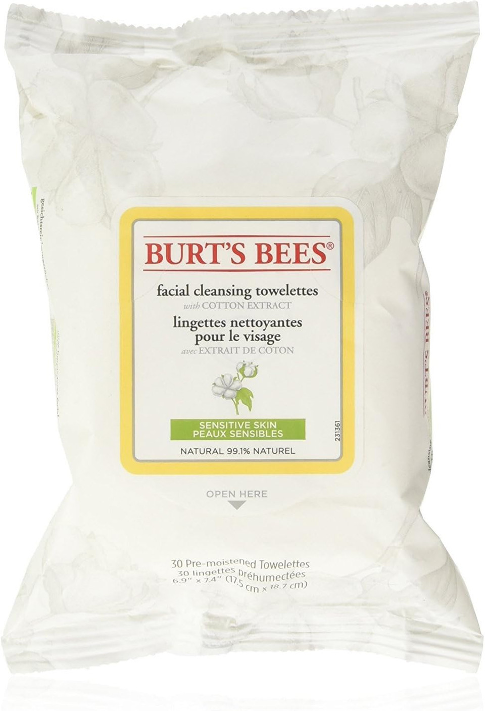 Burt's Bees Facial Cleansing Towelettes, Pink Grapefruit, 30-Count