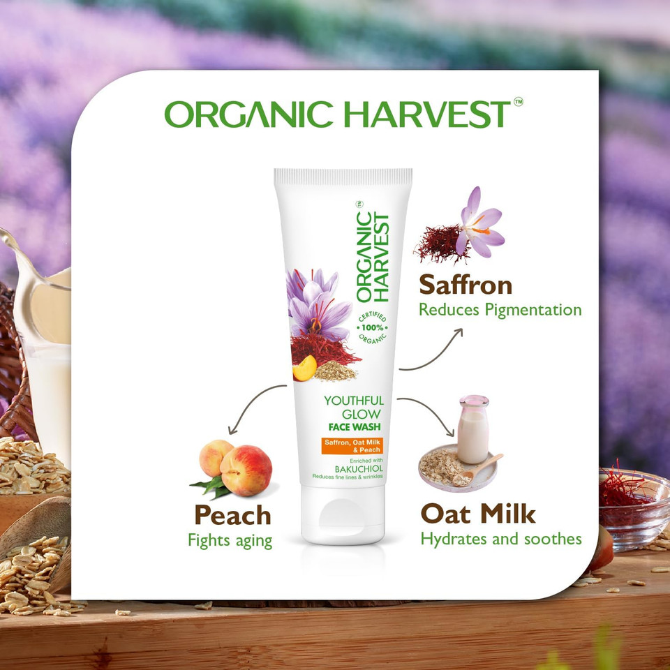 Organic Harvest Vitamin A Face Wash with Broccoli & Aloe Vera Ideal for Dry Skin, Anti-Ageing, Reduces Wrinkles, for Women & Girls, 100% Organic, Paraben & Sulphate Free  100gm