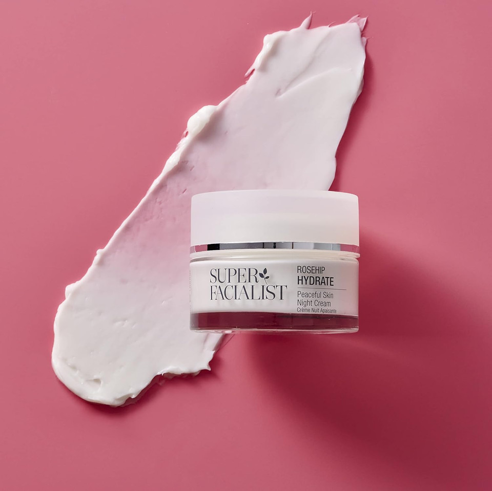 Super Facialist Rosehip Peaceful Skin Night Cream - Moisturiser to Replenish & Rejuvenate Skin with Hyaluronic Acid & Cucumber Oil, Gentle Face Care, Vegan Friendly, 50ml Super Facialist Rosehip Peaceful Skin Night Cream - Moisturiser to Replenish & Rejuvenate Skin with Hyaluronic Acid & Cucumber Oil, Gentle Face Care, Vegan Friendly, 50ml
