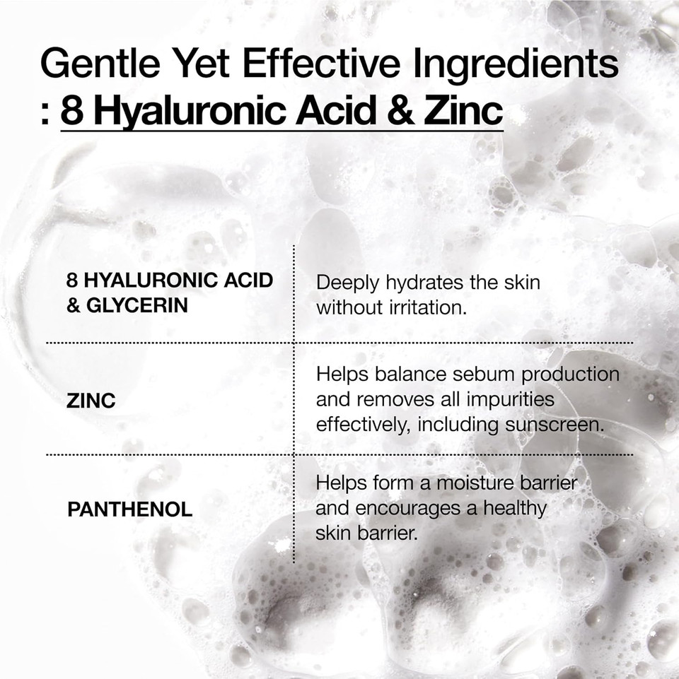 ANUA Hydrating Gentle Foaming Cleanser, Hyaluronic Acid, Glycerin, Zinc PCA, Panthenol, Korean Face Wash for Dry Skin, for Double Cleansing, Korean Skincare, 150ml/5.07fl oz