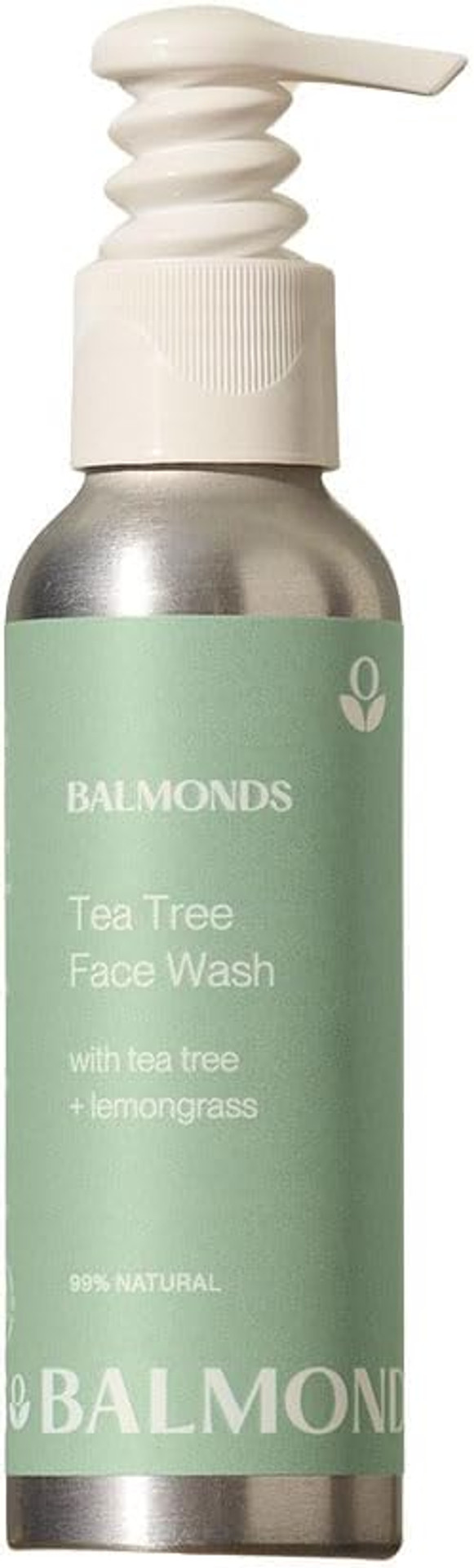 Balmonds Tea Tree Face Wash - 99% Natural Foaming Cleanser with Lemongrass for Sensitive, Breakout-Prone Skin and face wash for acne prone skin, Vegan, Paraben-Free, 125ml