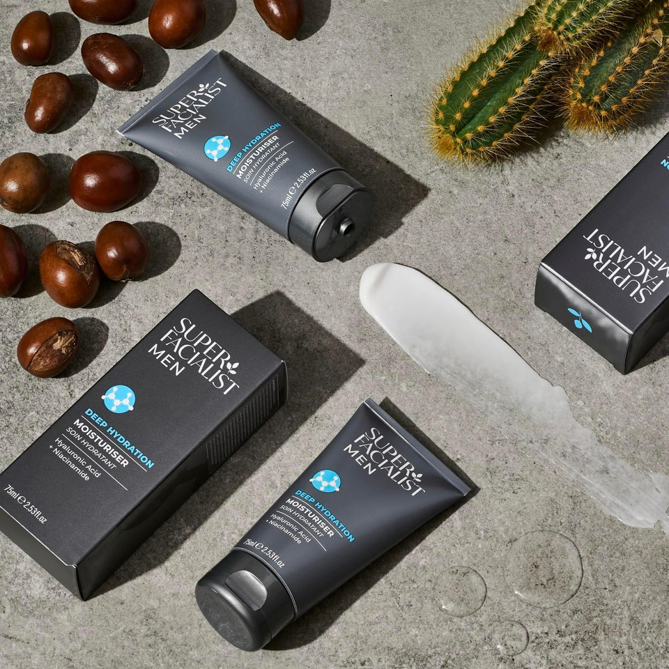 Super Facialist Moisturiser for Men with Hyaluronic Acid & SPF 10 Sun Cream - Hydrate & Repair Skin with Shea Butter, Vitamin A & Vitamin C, Vegan Friendly, 75 ml