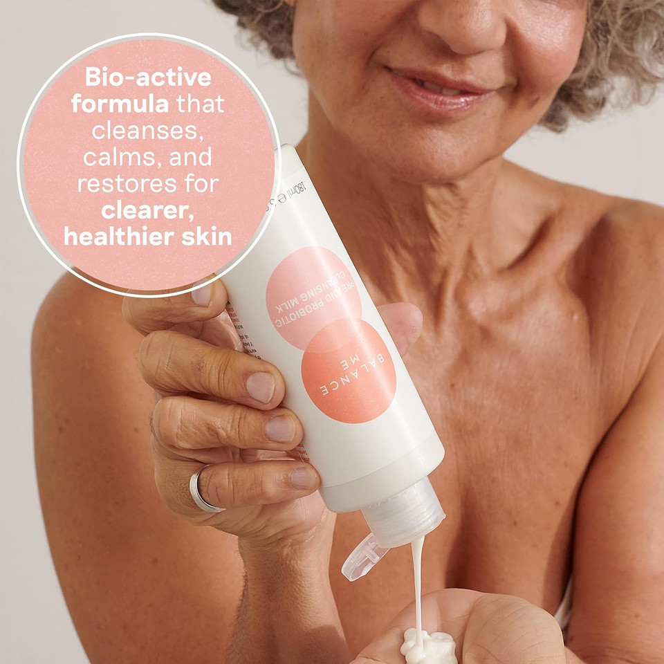 Balance Me Pre And Probiotic Cleansing Milk, Fragrance Free, Soothes and Strengthens, Perfect for Sensitive Skin, Made In UK  180ml