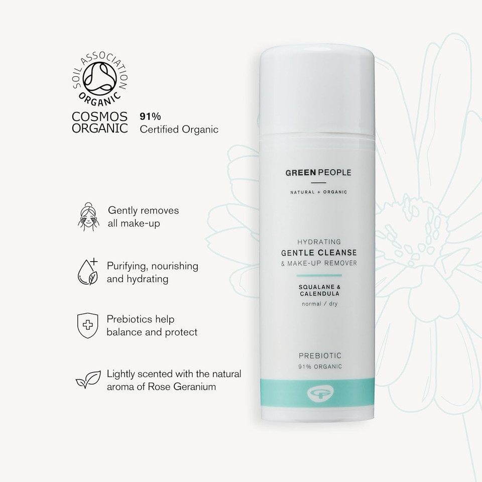 Green People Gentle Cleanse & Make Up Remover - Natural & Organic - With Calendula & Squalane (Derived from Olives) - SLS & Alcohol Free - Vegan & Cruelty Free, 150ml
