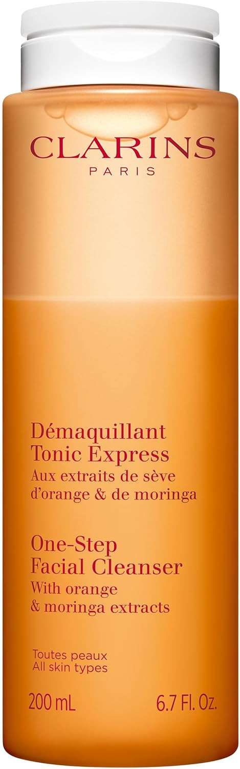 Clarins One-Step Facial Cleanser with Orange Extract 200ml | Bi-Phase Makeup Remover & Cleanser | Removes Impurities & Boosts Radiance