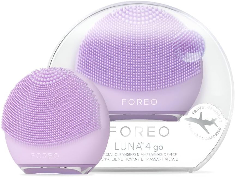 FOREO Luna 4 go Facial Cleansing Brush & Firming Face Massager - Premium Face Brush - Enhances Absorption of Skin Care Products - Simple Face Care Travel Accessories - All Skin Types - Lavender