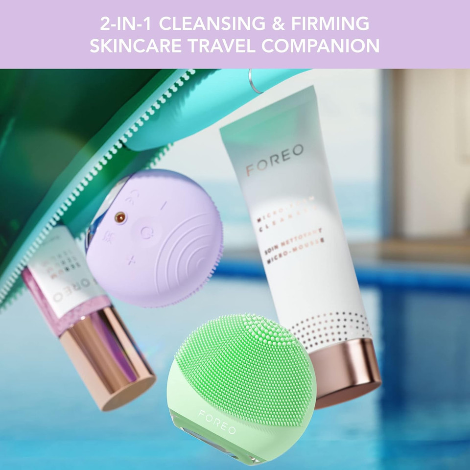 FOREO Luna 4 go Facial Cleansing Brush & Firming Face Massager - Premium Face Brush - Enhances Absorption of Skin Care Products - Simple Face Care Travel Accessories - All Skin Types - Evergreen