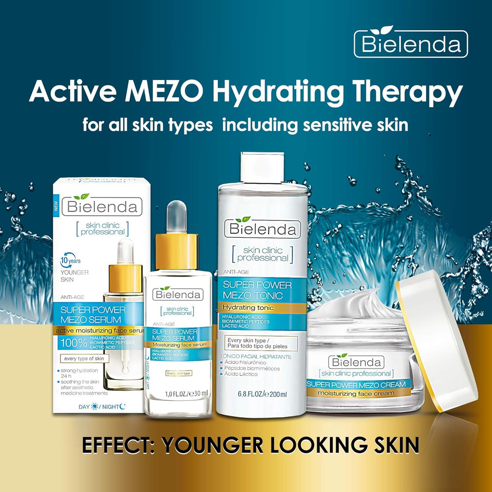 Bielenda Skin Clinic - Face Tonic - Effectively Cleanses And Refreshes - Strong Moisturizing - Reduction Of Redness - Radiance Boost - Skin Clinic Professional Face Tonic With Hialuronic Acid - 200 ml