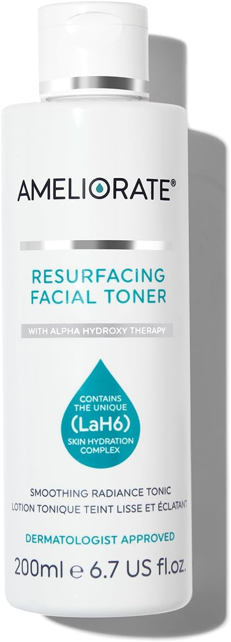 AMELIORATE Resurfacing Facial Toner 200ml l Suitable for KP, Normal and Dry Skin | Pore-refining and Radiance Enhancing Toner | Dermatologist Approved and Clinically Proven