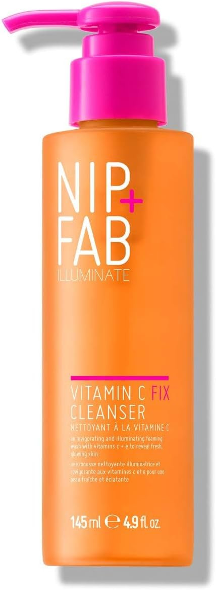 Nip + Fab Vitamin C Fix Gel Cleanser for Face, Brightening Hydrating Facial Cleansing Face Wash for Skin Toning, 145 ml