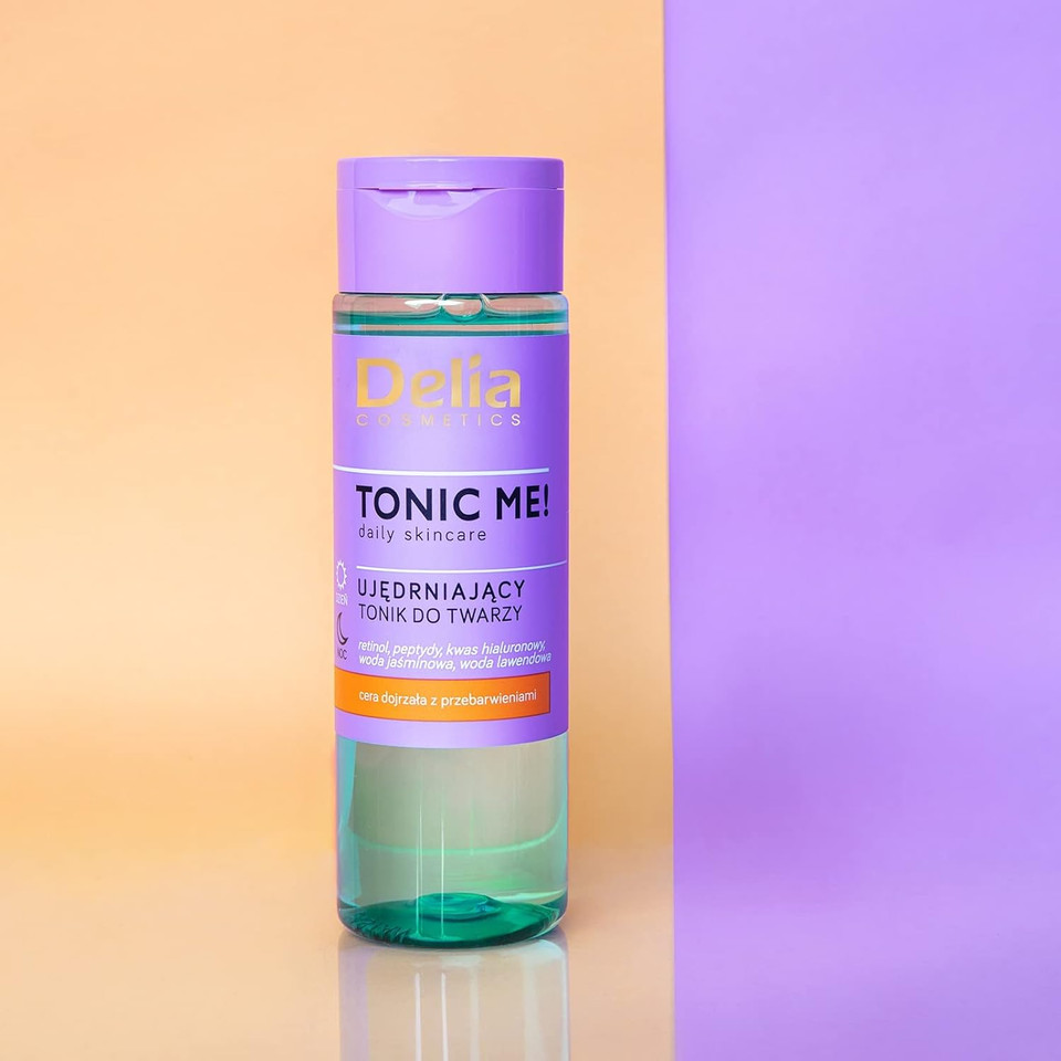 Delia Cosmetics - Tonic Me - Firming Tonic - Mature Skin with Discoloration - Retinol, Panthenol, Hyaluronic Acid - Reduces Wrinkles, Smoothes, Soothes, Moisturizes - Vegan Cosmetic - 200ml