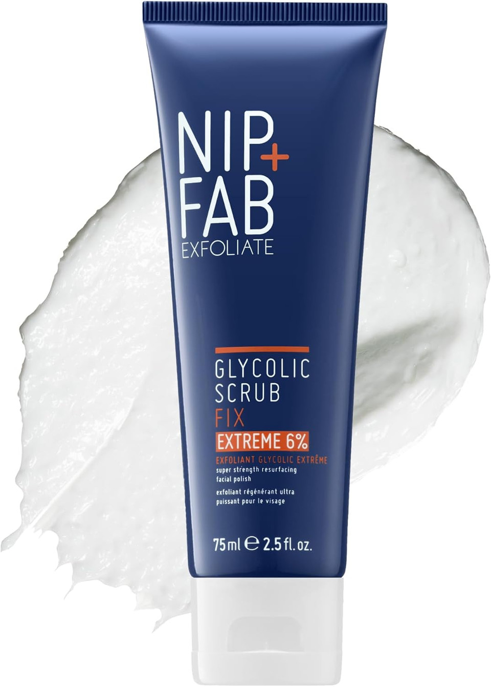 Nip + Fab Glycolic Acid Fix Face Scrub Extreme with Salicylic Acid, Aloe Vera AHA/BHA Exfoliating Facial Cleanser Polish for Refining Pores Skin Brightening, 75 ml