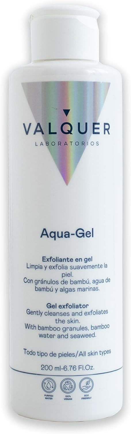 Valquer Laboratories Aqua Gel Facial Scrub Bamboo Pellets Moisturising, Anti-Ageing, Antioxidant and Cleansing All Skin Types - 200ml